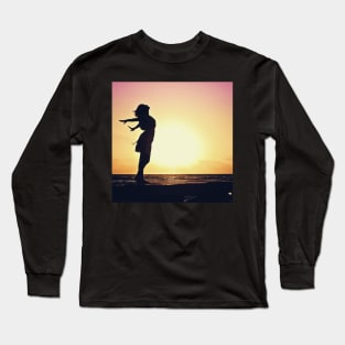 Freedom Silhouette Ocean Sunrise Long Sleeve T-Shirt